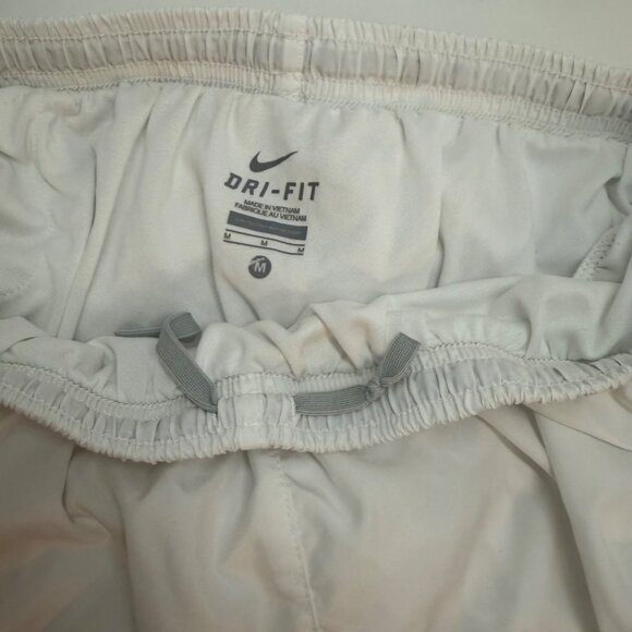 Nike Womens Dri-Fit Running Shorts M White & Aqua Mesh Trim Elastic Waist - Picture 4 of 5